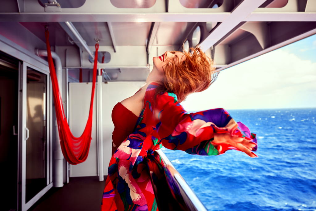 Virgin Voyages Balcony Woman Enjoying Euphoria