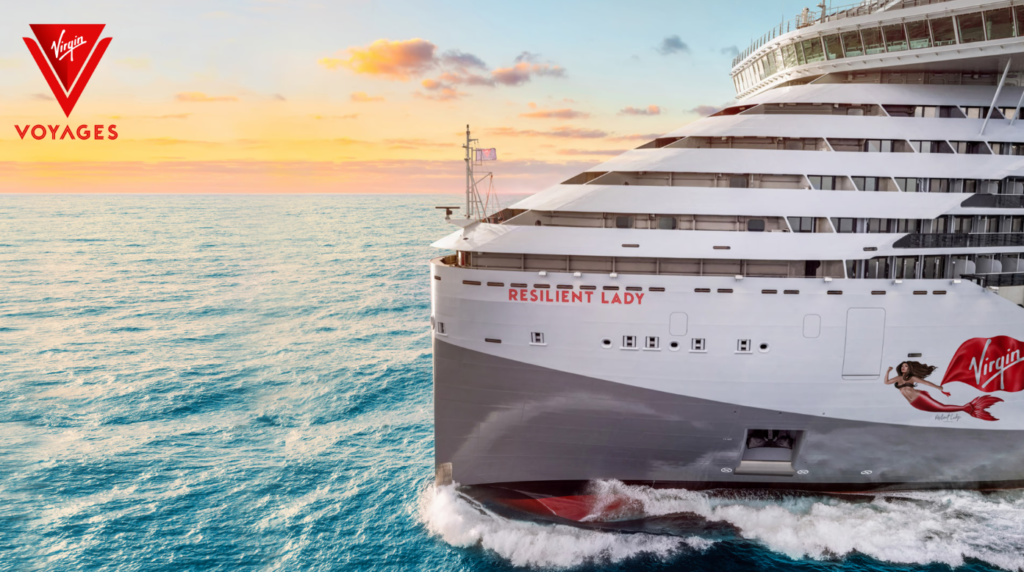Virgin Voyages 3rd Cruise Ship, Resilient Lady, out at Sea