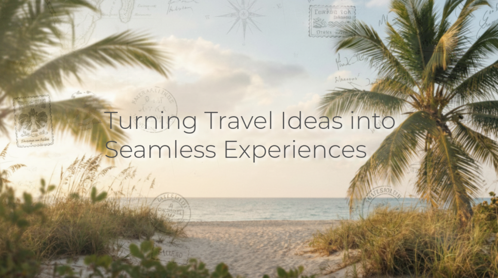 Sunrise lush tropical beach setting image. soft, elegant, travel‑inspired visuals