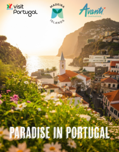 Portugal travel brochure showcasing coastal scenery, historic cities, and cultural highlights.