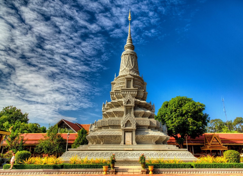 Stupa of King Ang Duong within the Silver Pagoda grounds in Phnom Penh, Cambodia